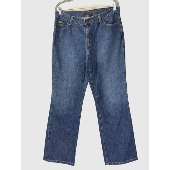 VTG Eddie Bauer Womens Blue Jeans 12R Bootcut High Rise Denim Preppy - Picture 1 of 12